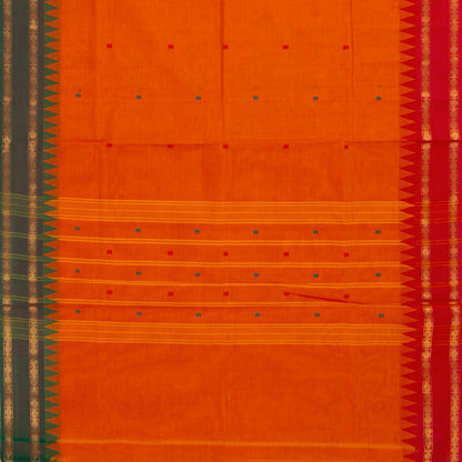Orange Kanchi Cotton Saree Ganga Jamuna Border For Festive Wear PV MM KC 413