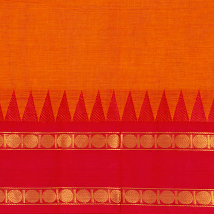 Orange Kanchi Cotton Saree Ganga Jamuna Border For Festive Wear PV MM KC 413