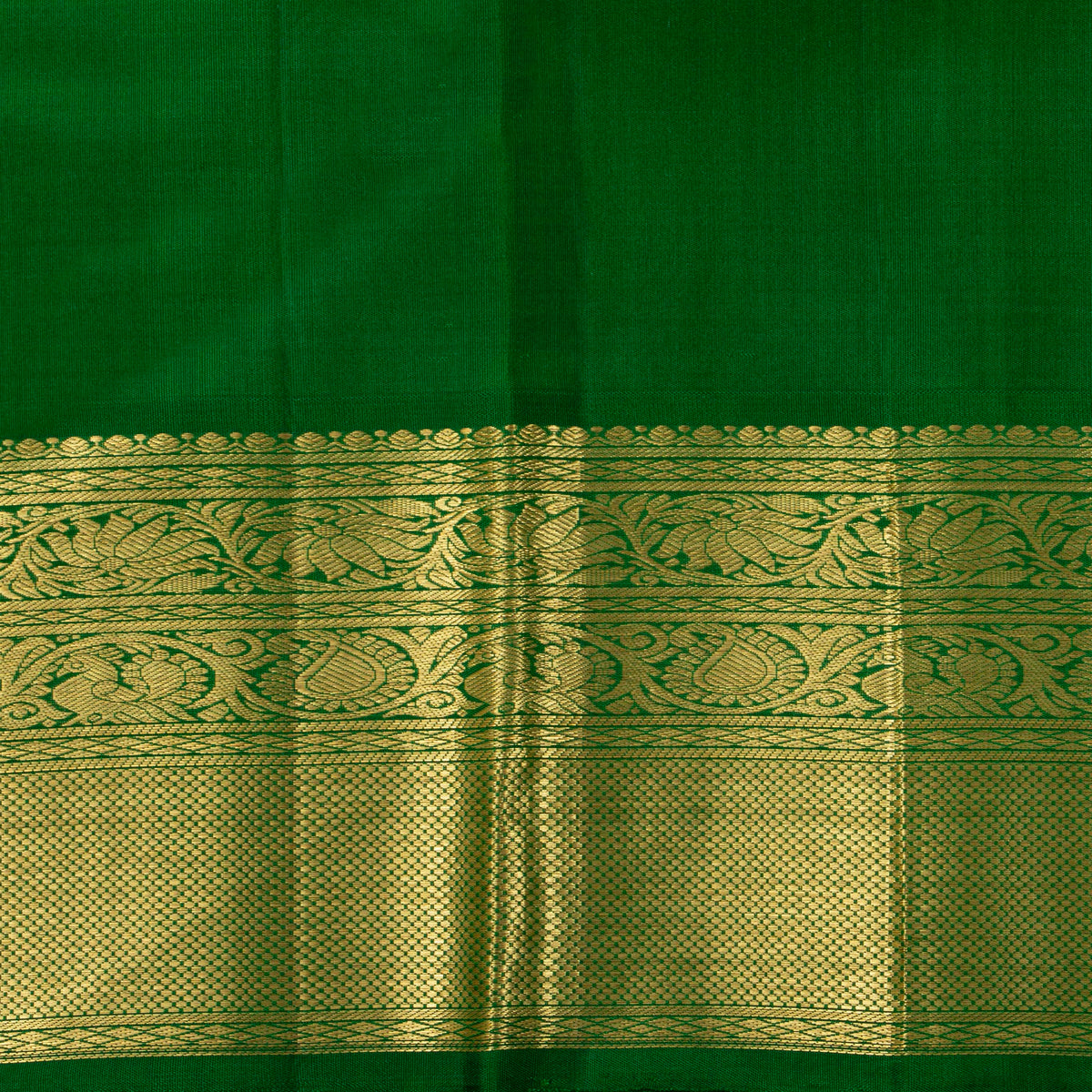 Off White And Green Kanchipuram Silk Saree For Festive Wear PV NYC 1941