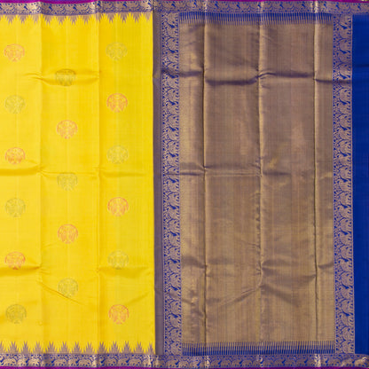 Yellow And Blue Kanchipuram Silk Saree For Festive Wear PV NYC 2006