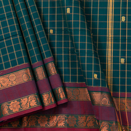 Blue And Mauve Chettinad Cotton Saree PV SK CC 290