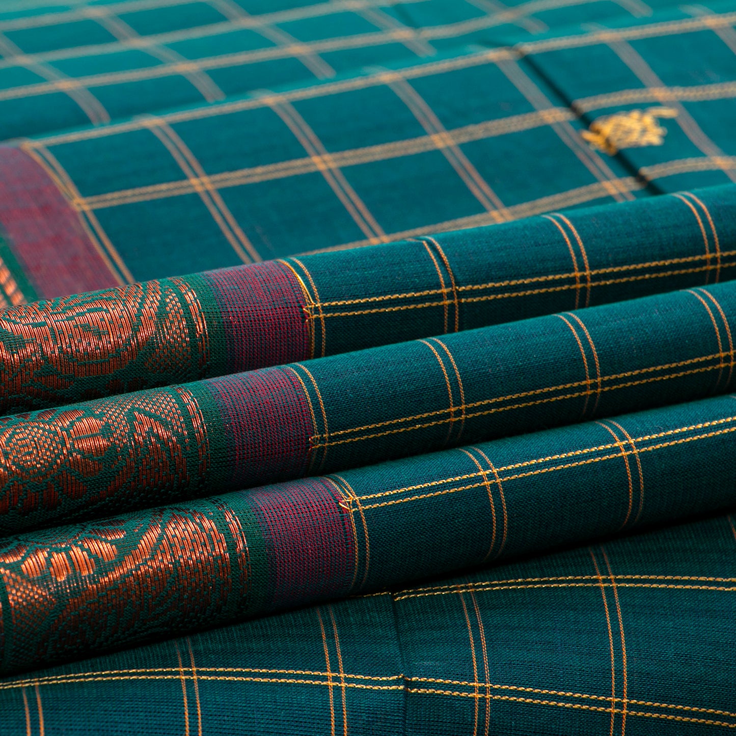 Blue And Mauve Chettinad Cotton Saree PV SK CC 290