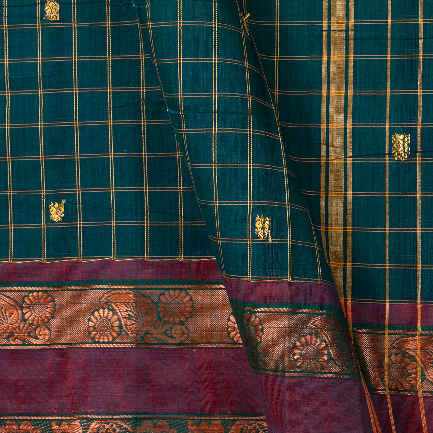 Blue And Mauve Chettinad Cotton Saree PV SK CC 290