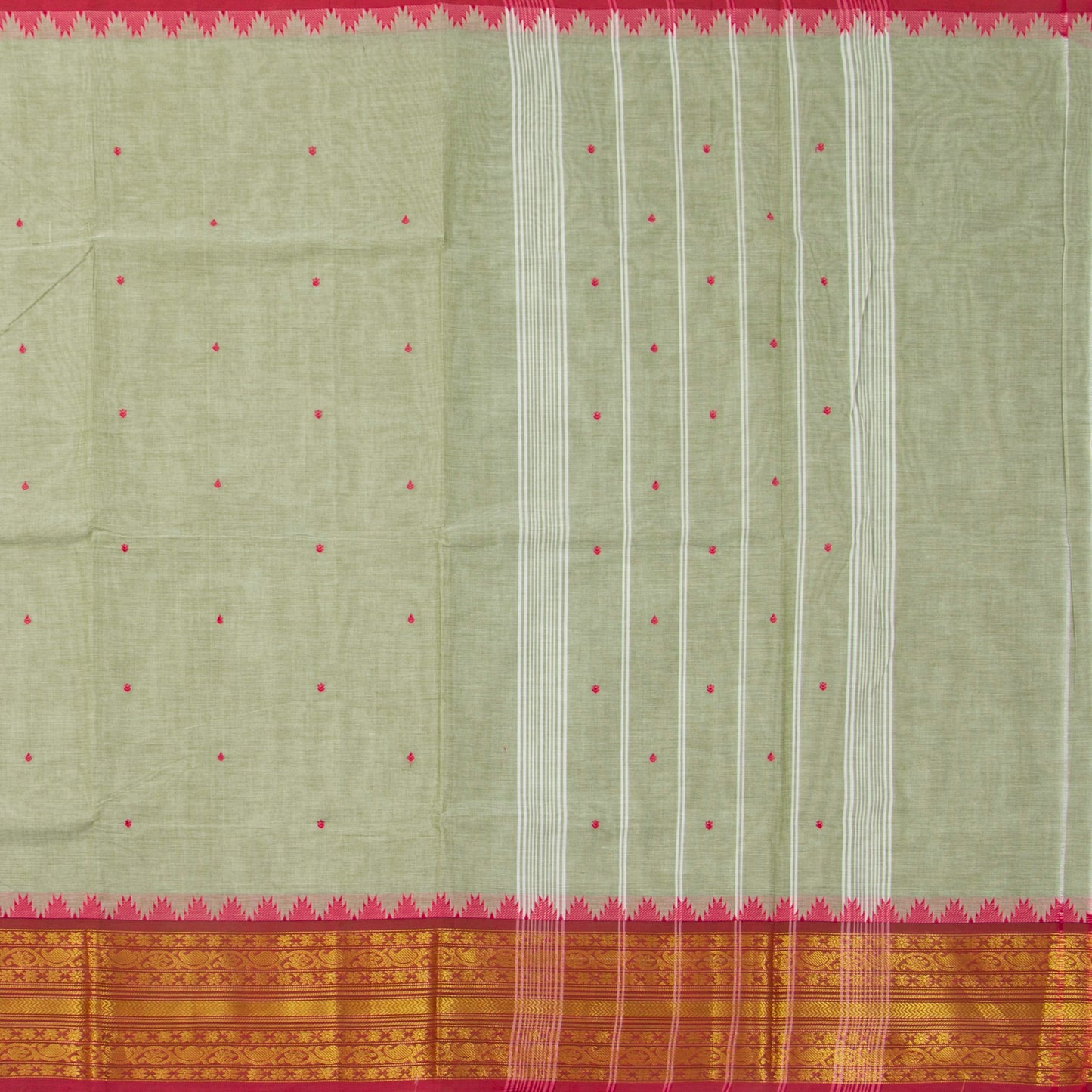 Green And Red Kanchi Cotton Saree For Office Wear  MM KC 600