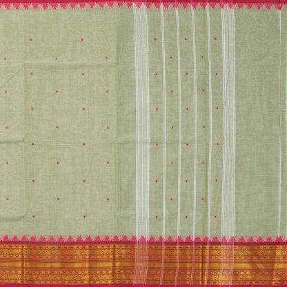 Green And Red Kanchi Cotton Saree For Office Wear  MM KC 600