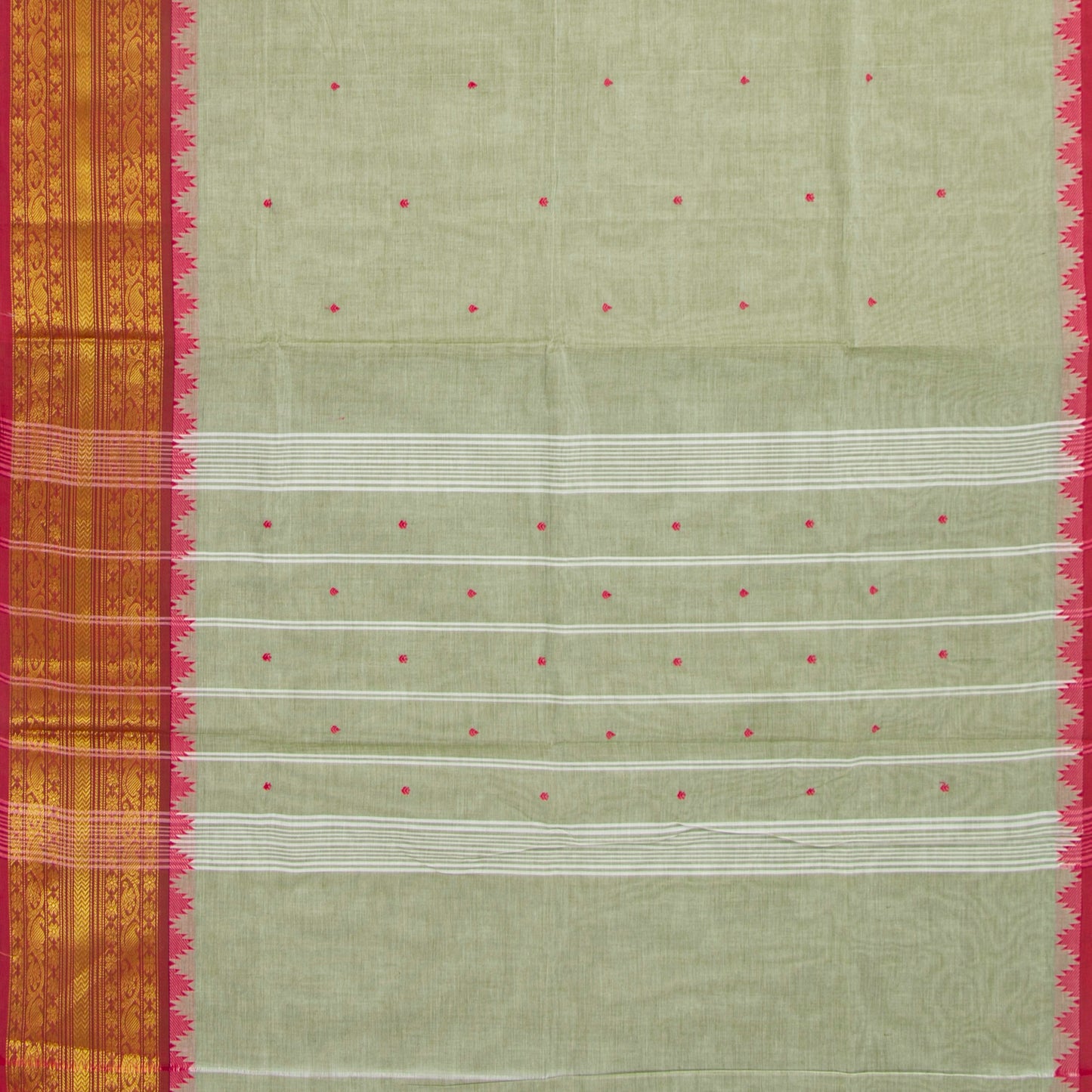 Green And Red Kanchi Cotton Saree For Office Wear  MM KC 600