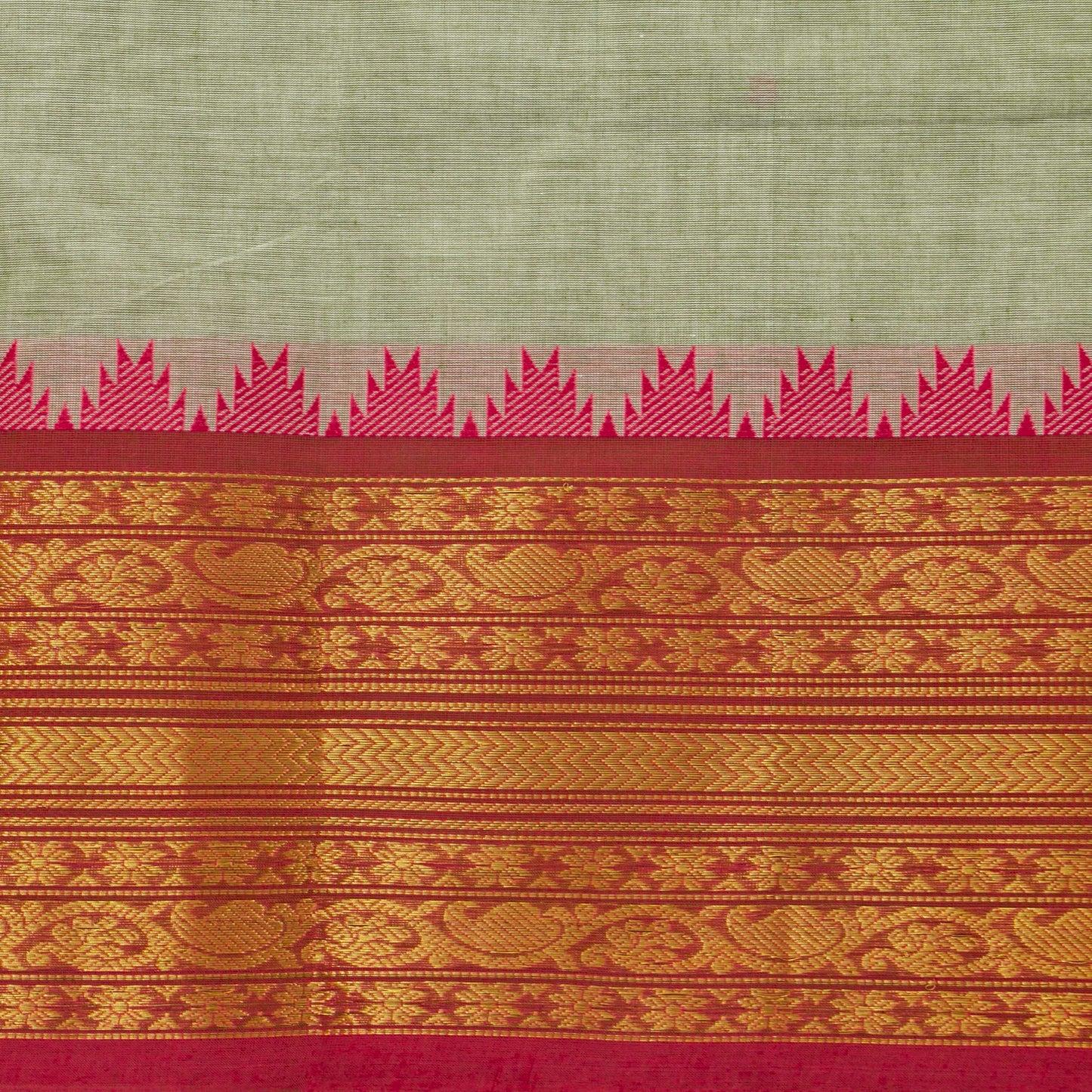 Green And Red Kanchi Cotton Saree For Office Wear  MM KC 600