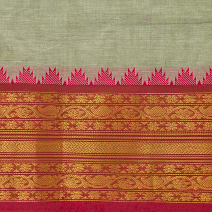 Green And Red Kanchi Cotton Saree For Office Wear  MM KC 600