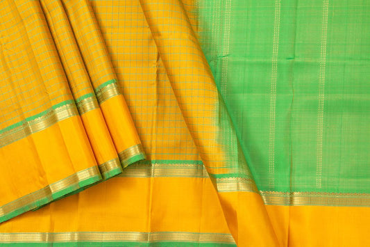 Mustard And Green Kanchipuram Silk Saree Light Weight For Festive Wear PV KNN 221 - Silk Sari - Panjavarnam