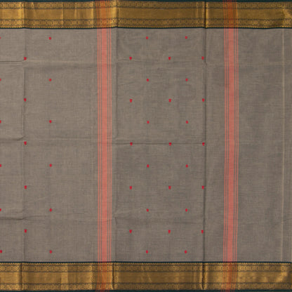 Grey And Green Kanchi Cotton Saree For Office Wear PV MM KC 481 - Cotton Saree - Panjavarnam PV MM KC 481