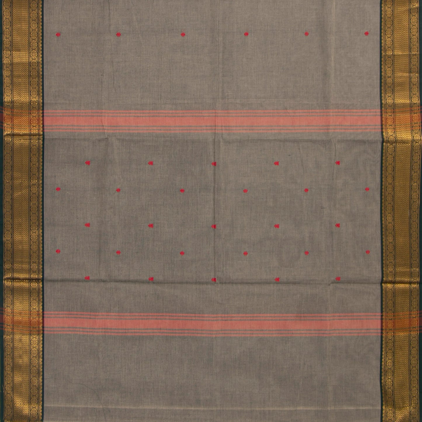 Grey And Green Kanchi Cotton Saree For Office Wear PV MM KC 481 - Cotton Saree - Panjavarnam PV MM KC 481