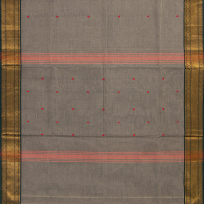 Grey And Green Kanchi Cotton Saree For Office Wear PV MM KC 481 - Cotton Saree - Panjavarnam PV MM KC 481