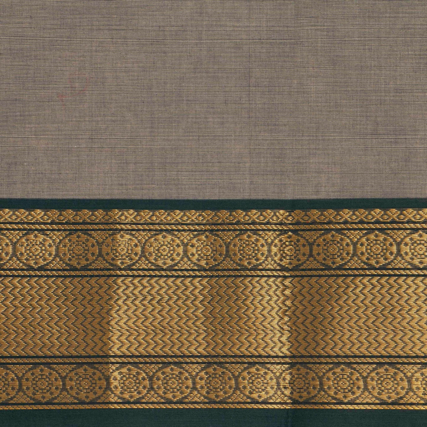 Grey And Green Kanchi Cotton Saree For Office Wear PV MM KC 481 - Cotton Saree - Panjavarnam PV MM KC 481