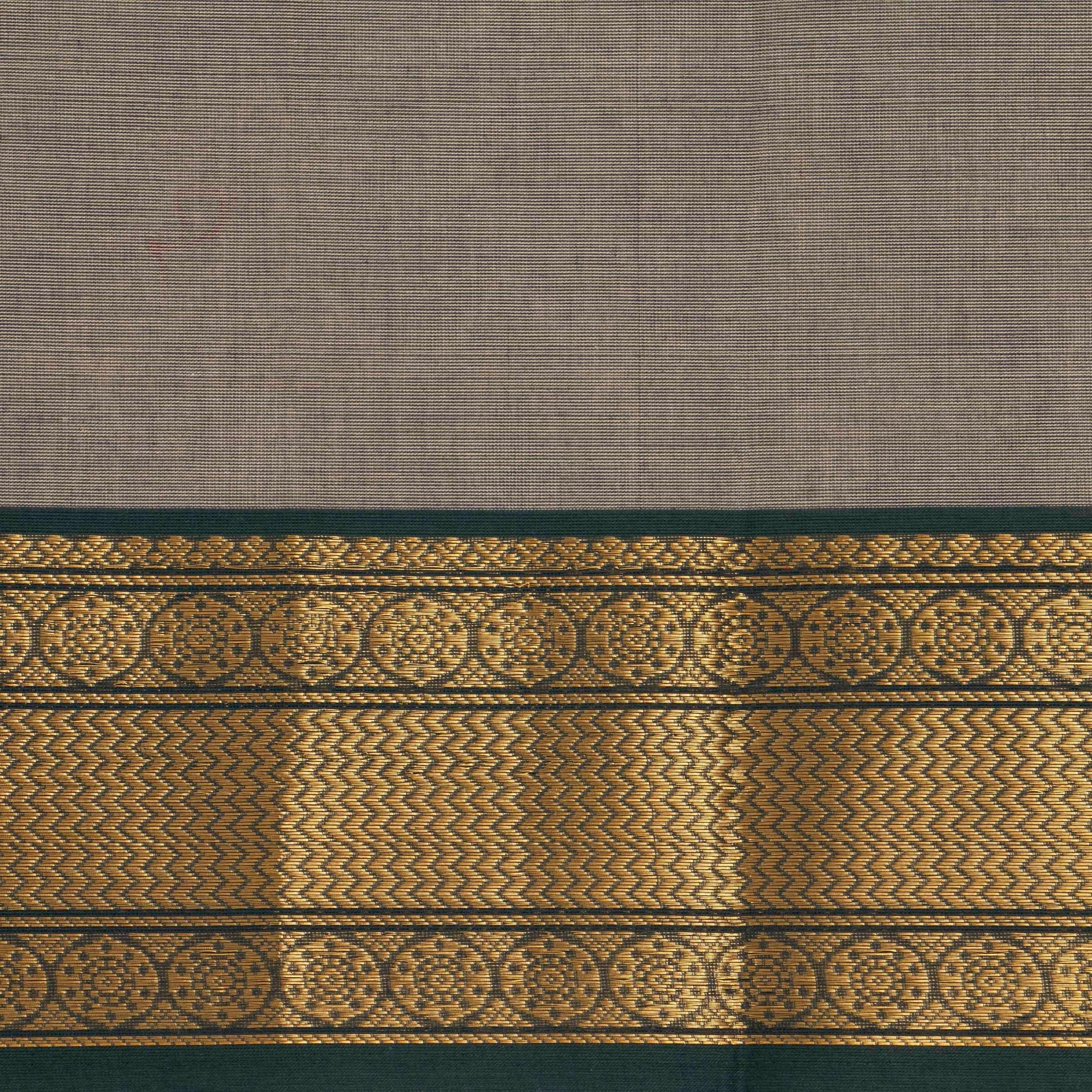 Grey And Green Kanchi Cotton Saree For Office Wear PV MM KC 481 - Cotton Saree - Panjavarnam PV MM KC 481