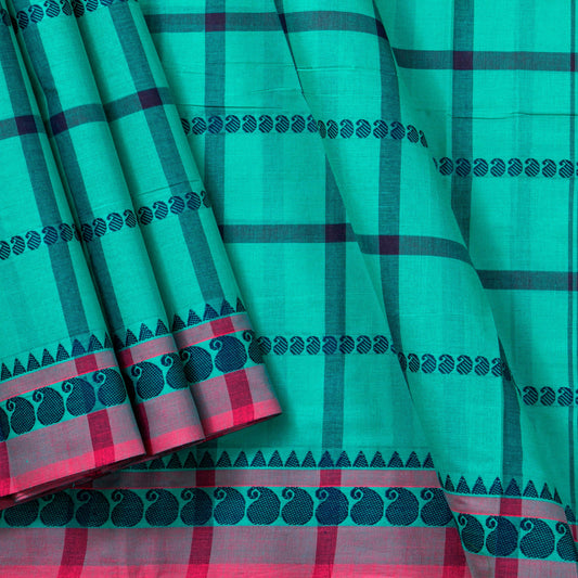 Blue Chettinad Cotton Saree PV SK CC 213