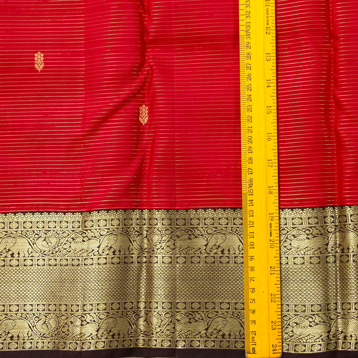 Red And Brown Kanchipuram Silk Saree For Bridal Wear PV NYC 2036