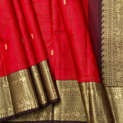 Red And Brown Kanchipuram Silk Saree For Bridal Wear PV NYC 2036