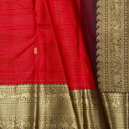 Red And Brown Kanchipuram Silk Saree For Bridal Wear PV NYC 2036