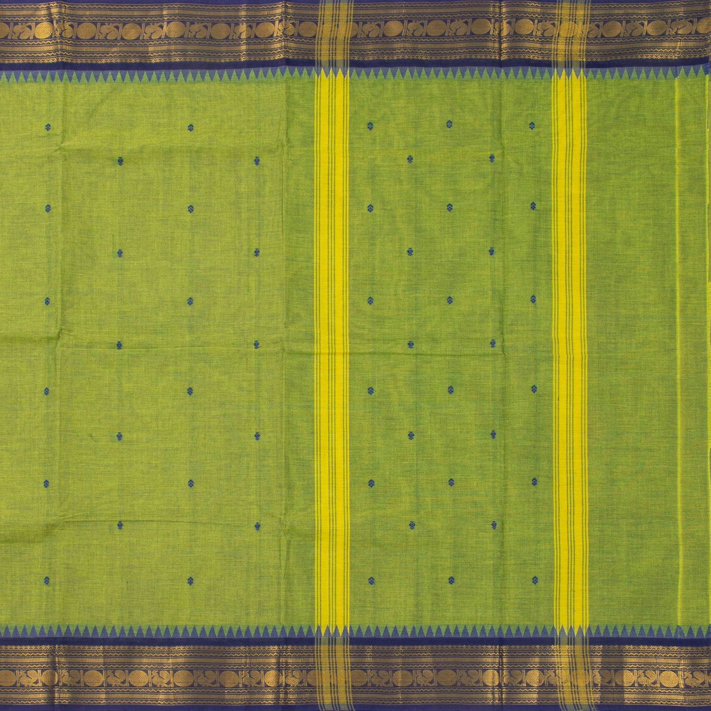 Green And Blue Kanchi Cotton Saree For Festive Wear PV MM KC 487