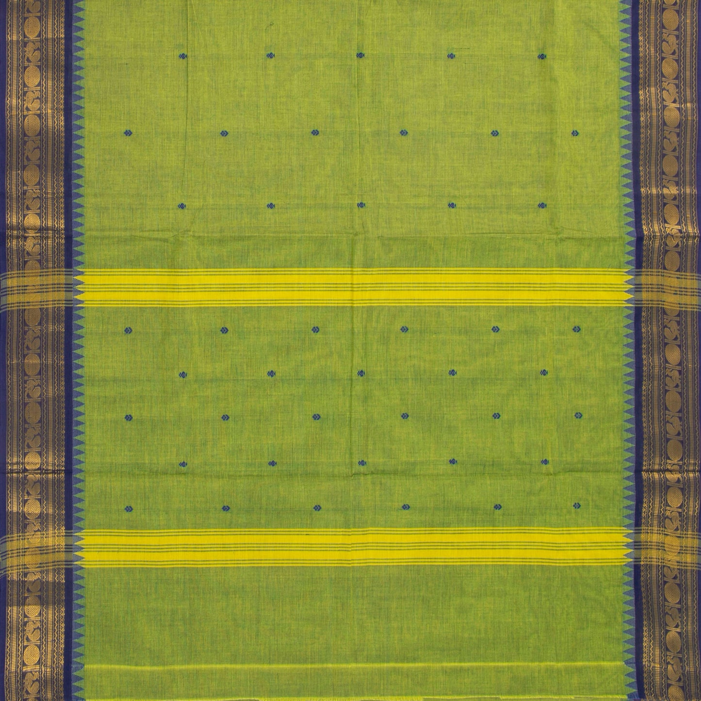 Green And Blue Kanchi Cotton Saree For Festive Wear PV MM KC 487