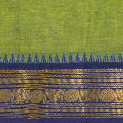 Green And Blue Kanchi Cotton Saree For Festive Wear PV MM KC 487