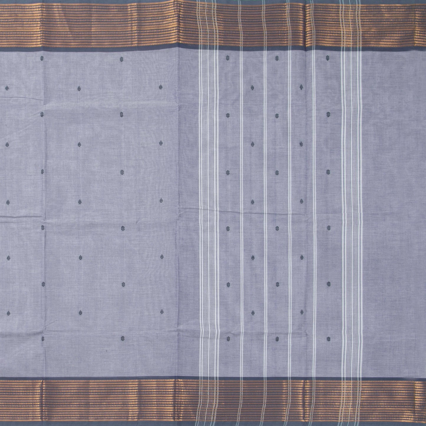 White And Ash Grey Kanchi Cotton Saree For Office Wear PV MM KC 475 - Cotton Saree - Panjavarnam PV MM KC 475