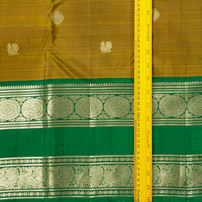 Mustard Kanchipuram Silk Saree Ganga Jamuna Border For Bridal Wear PV NYC 2000