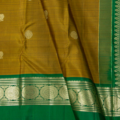 Mustard Kanchipuram Silk Saree Ganga Jamuna Border For Bridal Wear PV NYC 2000