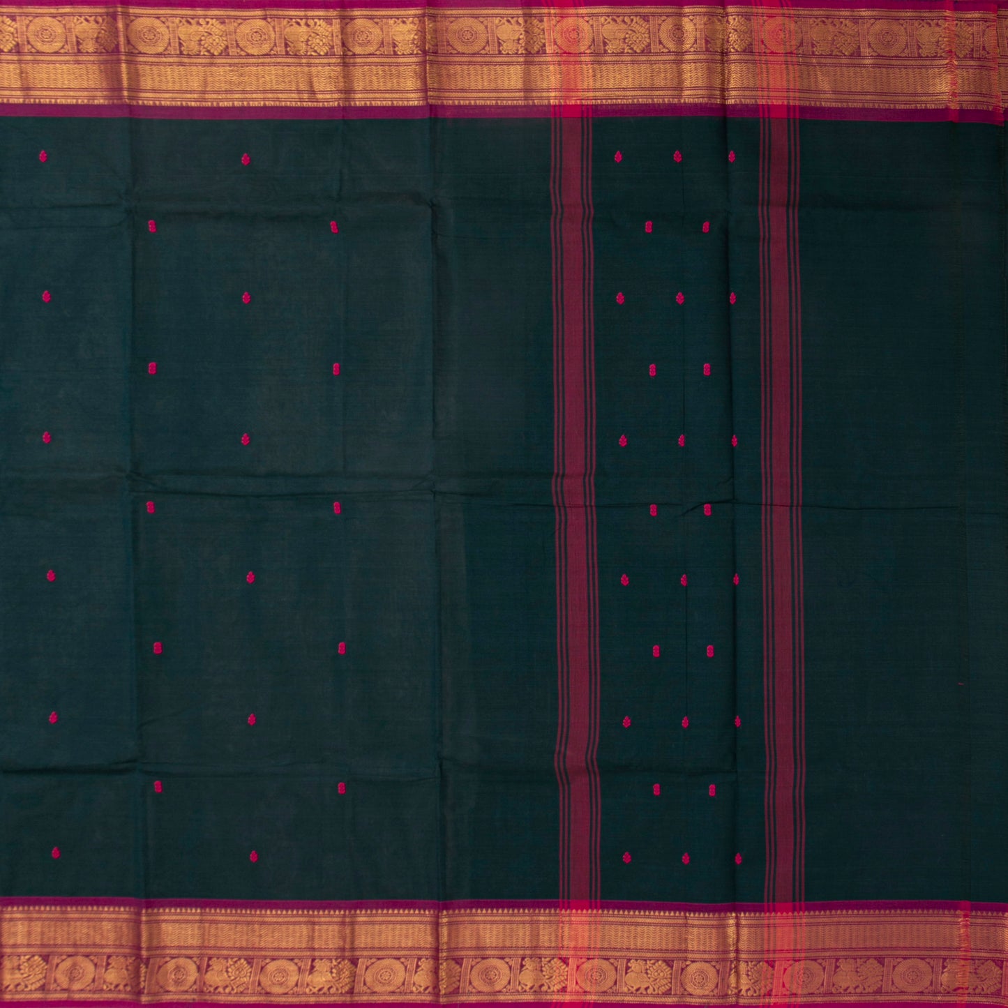 Green And Pink Kanchi Cotton Saree For Festive Wear PV MM KC 489