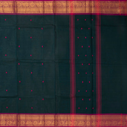 Green And Pink Kanchi Cotton Saree For Festive Wear PV MM KC 489