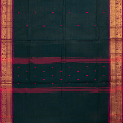 Green And Pink Kanchi Cotton Saree For Festive Wear PV MM KC 489