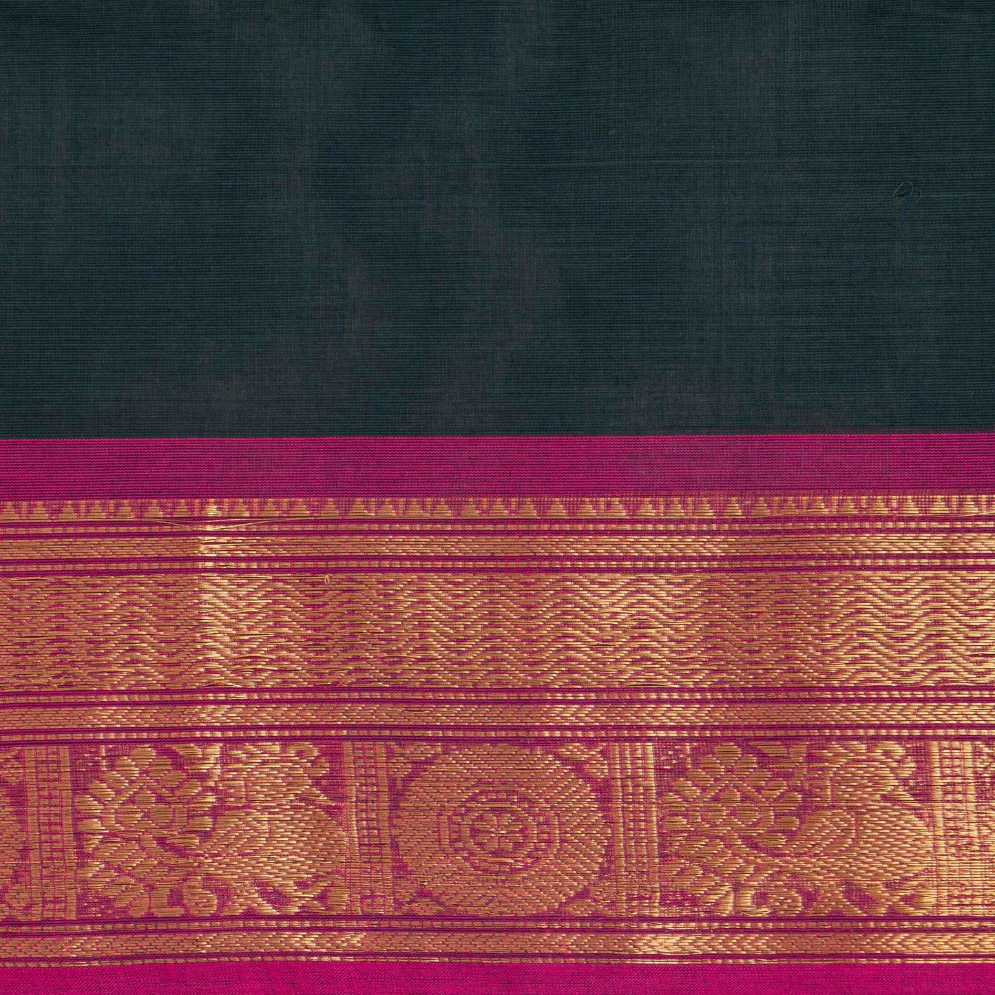Green And Pink Kanchi Cotton Saree For Festive Wear PV MM KC 489
