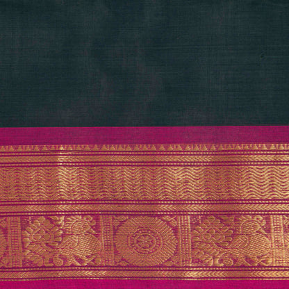 Green And Pink Kanchi Cotton Saree For Festive Wear PV MM KC 489
