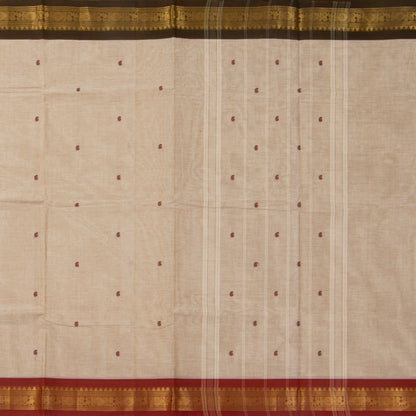 Beige Kanchi Cotton Saree  Ganga Jamuna Border PV MM KC 470