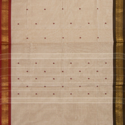 Beige Kanchi Cotton Saree  Ganga Jamuna Border PV MM KC 470