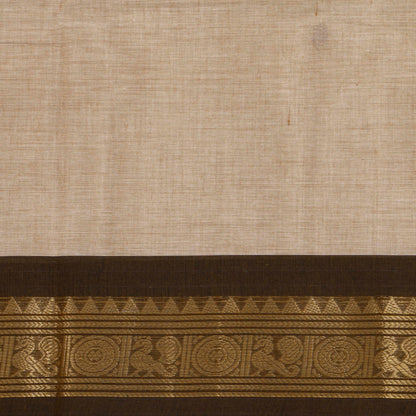 Beige Kanchi Cotton Saree  Ganga Jamuna Border PV MM KC 470