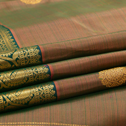 Manthulir Green Kanchipuram Silk Saree For Bridal Wear PV NYC 2041