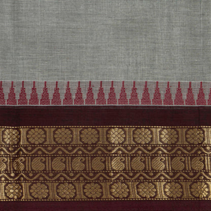 Grey And Maroon Kanchi Cotton Saree PV MM KC 480