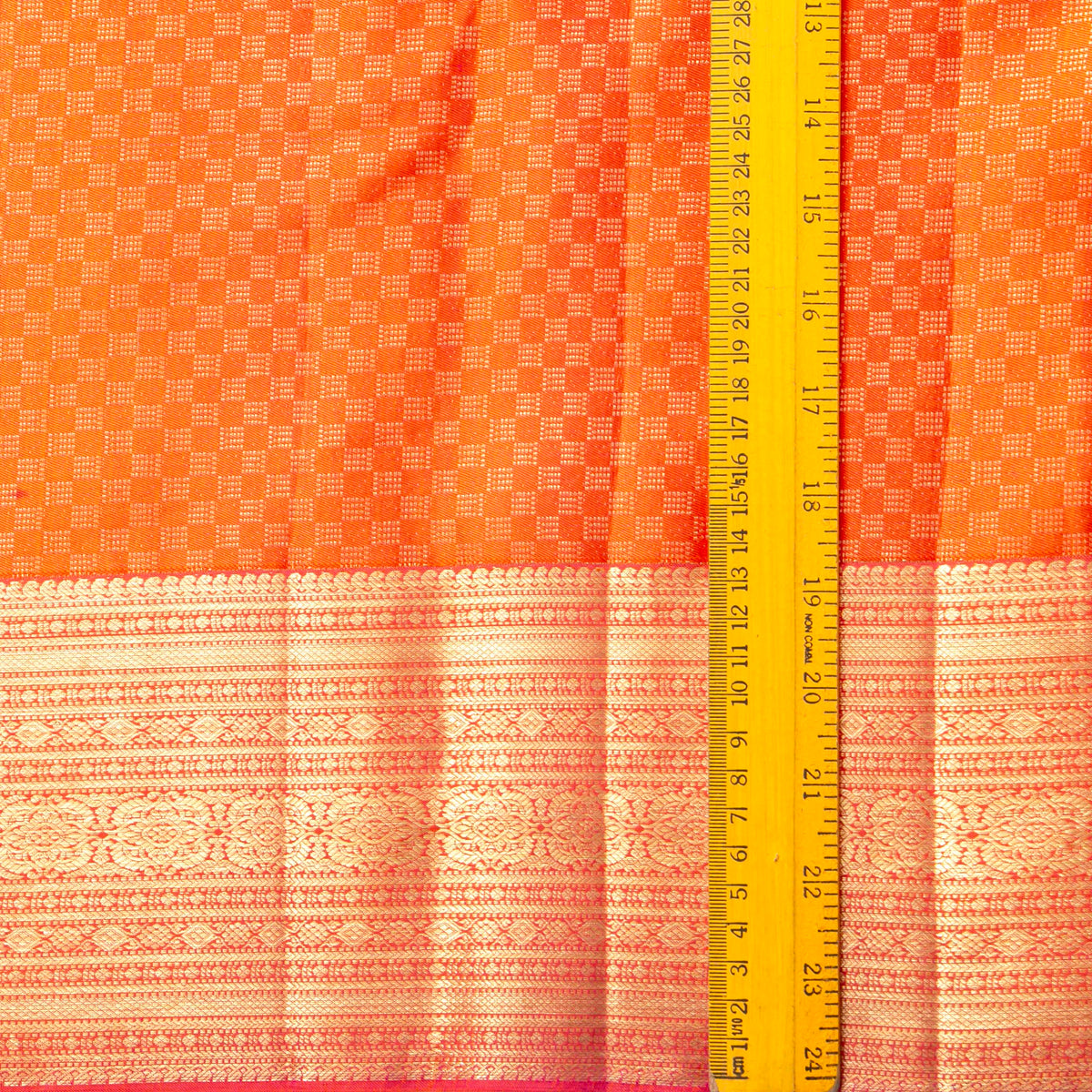 Orange Kanchipuram Silk Saree No Zari For Festive Wear PV NYC 1994