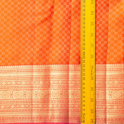 Orange Kanchipuram Silk Saree No Zari For Festive Wear PV NYC 1994