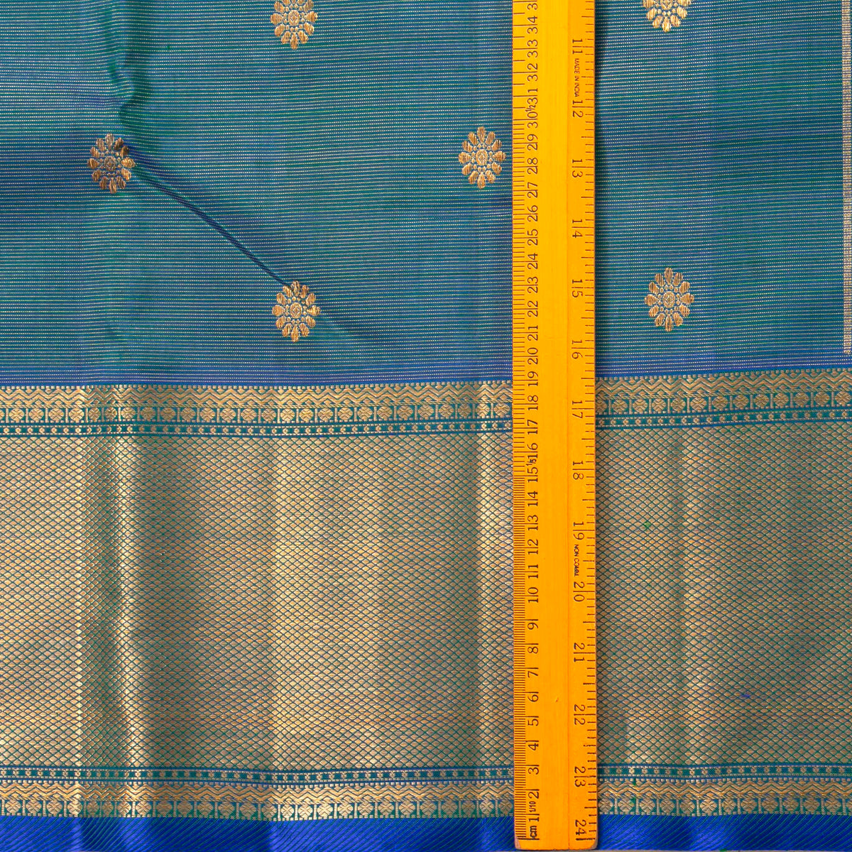 Mayilkazhuthu Blue Kanchipuram Silk Saree Vairaoosi For Bridal Wear PV NYC 1954