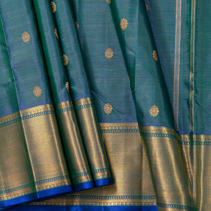 Mayilkazhuthu Blue Kanchipuram Silk Saree Vairaoosi For Bridal Wear PV NYC 1954
