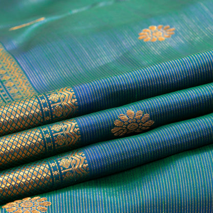 Mayilkazhuthu Blue Kanchipuram Silk Saree Vairaoosi For Bridal Wear PV NYC 1954