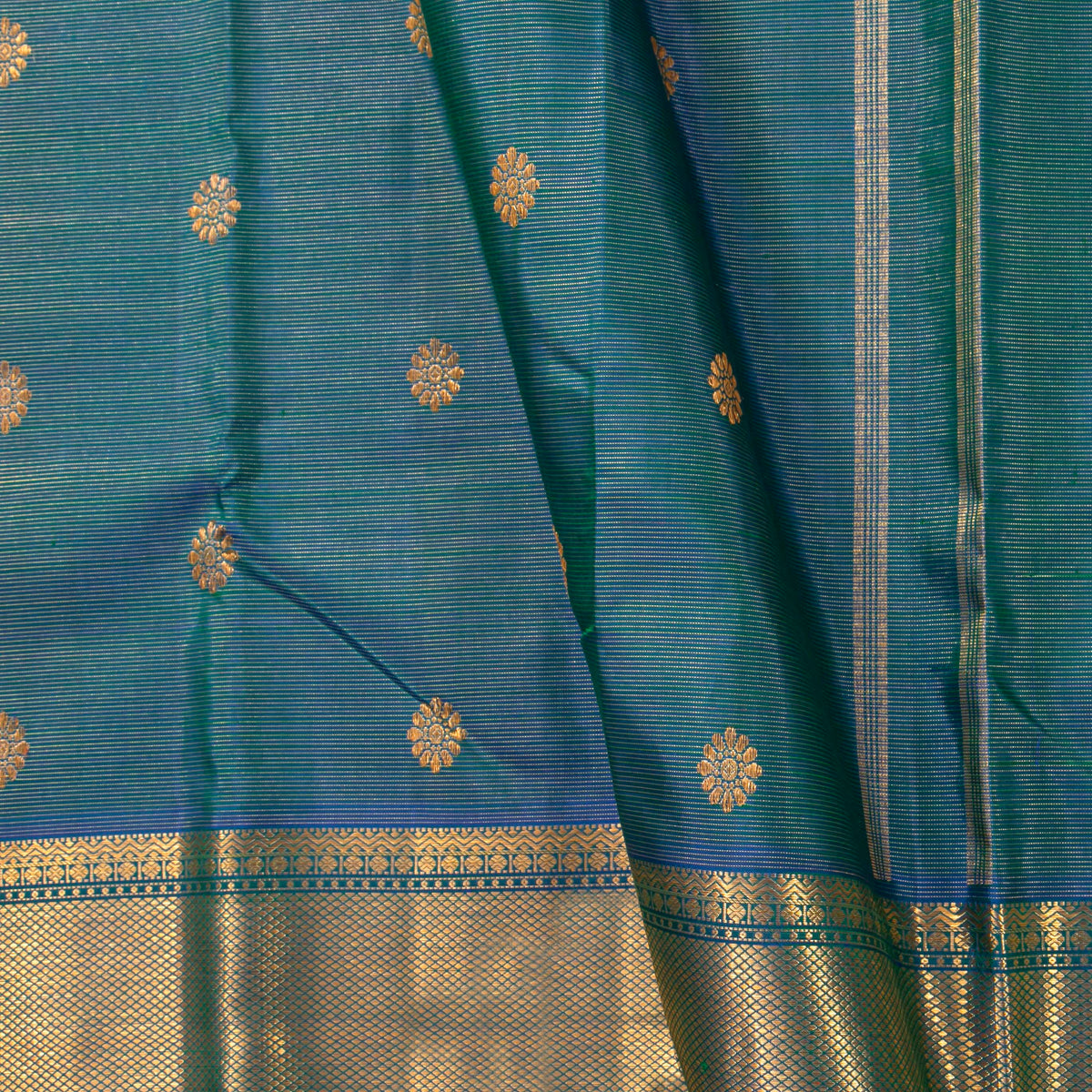 Mayilkazhuthu Blue Kanchipuram Silk Saree Vairaoosi For Bridal Wear PV NYC 1954
