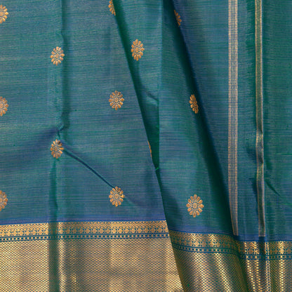 Mayilkazhuthu Blue Kanchipuram Silk Saree Vairaoosi For Bridal Wear PV NYC 1954