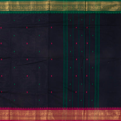 Blue Kanchi Cotton Saree Ganga Jamuna Border For Festive Wear PV MM KC 428