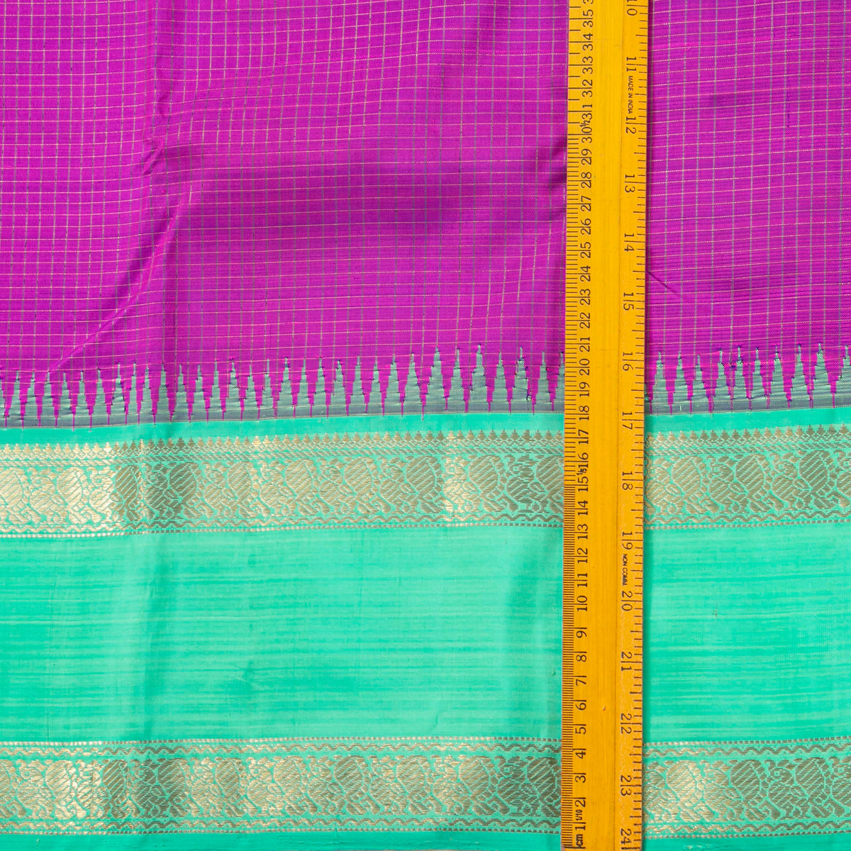 Magenta And Sea Green Kanchipuram Silk Saree For Bridal Wear PV NYC 1988