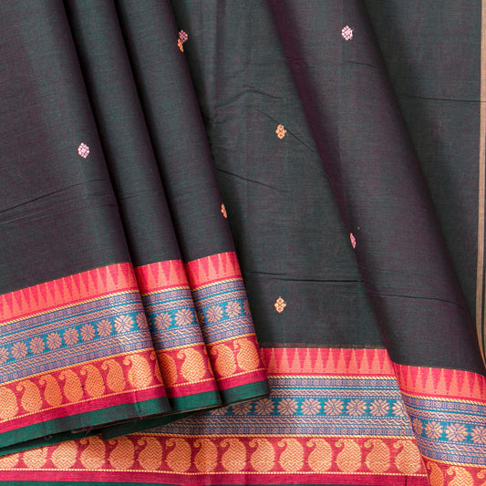 Blue And Pink Chettinad Cotton Saree PV SK CC 216