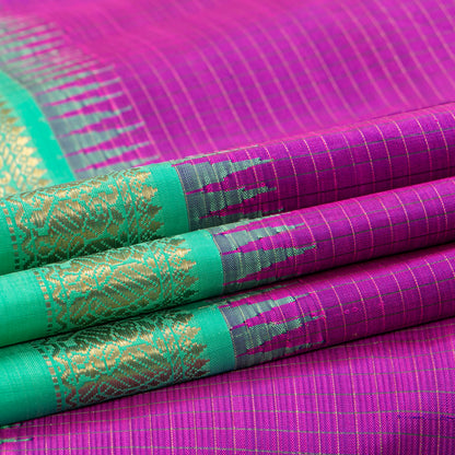 Magenta And Sea Green Kanchipuram Silk Saree For Bridal Wear PV NYC 1988
