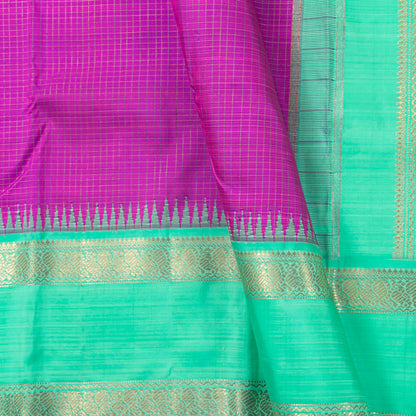 Magenta And Sea Green Kanchipuram Silk Saree For Bridal Wear PV NYC 1988